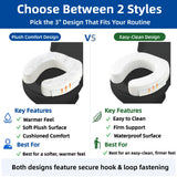 XYRONICA Toilet Seat Riser Cushion, 3 Inch Padded Toilet Seat Cushion for Seniors, High-Density Foam with Velcro Fastening, Stable & Non-Slip, Fits Standard & Elongated Toilets