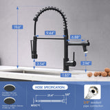 AIMADI Kitchen Faucet,Black Kitchen Faucet,Commercial Faucet with Sprayer Single Handle Single Hole Spring Kitchen Sink Faucet,Matte Black