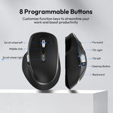 Wireless Bluetooth Rechargeable Mouse with 8 Programmable Buttons-Black
