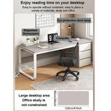 Modern Walnut Desk with 3 Drawers Industrial Home Office Writing Table PC Computer Workstation with Cable Management 39x20x29in Study Furniture