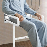 NEWTRY Upgraded 21” Folding Shower Seat Wall Mounted, 660lb Fold Down Shower Seat with Support Armrests & footrest, Foldable Shower Chair for Home Care Seniors Disabled, for Bathroom Inside Shower