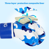 Kids Boxing Gloves, Boxing Gloves for Children 3-9 Youth Boys Girls Toddler PU Cartoon Sparring Training Boxing Gloves for Punching Bag, Kickboxing, Muay Thai, MMA (Blue) KUYOU