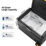 BougeRV 12 Volt Car Refrigerator, CRS 42 Quart Portable Fridge Freezer with APP Control, -4℉ to 68℉ Compressor Electric Cooler