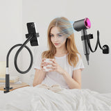 LILANZo 2-in-1 Gooseneck Phone Holder for Bed & Blow Dryer Stand – 360° Flexible Long Arm, Cell Phone Stand for Desk/iPhone/Kindle, Overhead Mount for Desk, for Seniors, Mom, Creator