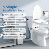 QMU Electric Bidet Toilet Seat Round - Smart Heated Toilet Seat with Remote Control, Instant Warm Water, Self-Cleaning Nozzle, Warm Air Dryer, Feminine Wash, Soft Close, LED Display