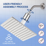 Filtered Shower Head for Hard Water, All-Metal High Pressure Rain Showerhead with 2 Premium Filters, Removes Chlorine & Harmful Substances, Adjustable Replacement, Brushed Nickel