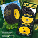 USCaster 15x6.00-6nhs Lawn Mower Tires Tubeless (2 Pack),Replacement Riding Lawn Mower Front Tires,Compatible withRiding Mowers and Lawn Tractor, 3" Centered Hub and 3/4" Bushings（Yellow)