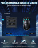 12000 DPI Rechargeable Wireless Mouse with 6 Programmable Buttons, Ergonomic Computer Mouse for Laptop