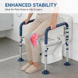 Loyoda Steel Toilet Safety Rail for Seniors with Adjustable Height and Width - 11.7lbs Heavy-Duty Foldable Toilet Handle for Toilet Support, Elderly and Accessibility Aid （Blue）