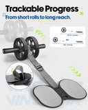 VINSGUIR Ab Roller Wheel for Beginners to Pros, Ab Roller with Adjustable & Detachable Resistance Band, Abs & Core Workout Equipment for Home Gym, Abdominal Wheel with Exercise Guide and Knee Pad, Men Women