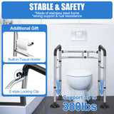 UGarden Toilet Safety Rails, Stainless Steel Adjustable Toilet Frame with Soft Handles&Tissue Holder, 380LBS Foldable Detachable Toilet Safety Frame for Elderly, Seniors, Handicap & Disabled