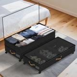 BETBEM Under Bed Storage with Wheels 2-Pack, 75L XXL Under the Bed Storage Containers Large, 12" Tall Adjustable Storage for Underbed with Lids, Rolling for Shoes, Clothes, Blankets (Black)