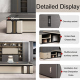 L Shaped Executive Desk with Side Cabinet, CPU Storage and Power Hub