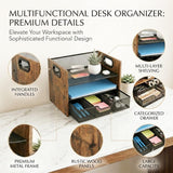 Boershun Wood Desk Organizer - 3-Tier Desktop File Organizer with Drawer, Wooden Paper Tray, Office Desk Organzier and Accessories for Papers, Mail, Notebooks, Stationery