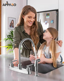 APPASO Kitchen Faucet with Side Sprayer, 2-Handle High Arch Brushed Nickel Kitchen Faucet with Pull-Out Spray for RV Laundry Utility Bar, 8-in 4-Hole Installation, cUPC-Certified Parts