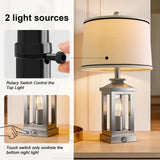 G-SAFAVA 24" Table Lamps for Living Room Bedroom Modern Metal Bedside Lamps Set of 2 Nightstand Lamp for Night Stands 3 Way Dimmable Touch Lamp with USB C+A Ports and 2 Light Sources, 4 Bulbs Includes