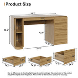ZenXity Farmhouse 55" Computer Desk with Charging Station, Wooden Home Office Executive Desk with 3 Drawers and Fluted Storage, Study Table Workstation