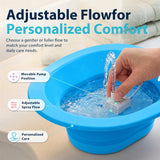 Pochik Electric Sitz Bath for Toilet Seat, Collapsible Portable Soaking Tub for Hemorrhoids and Postpartum Care, Automatic Flushing Sitz Bath Basin with Adjustable Flow - Indigo