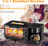 JDXQBLD 3-in-1 Breakfast Station, Electric Multifunctional Breakfast Machine with 1.2L Cooking Pot, 9L Large Capacity Baking Area,Pink