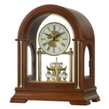 DODEKA Wooden Mantel Clock TCW001DB Rotating Pendulum and Crystals Desktop Musical Hourly Chime Luxury Style for Bedroom, Home, Kitchen