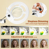 HITTI 10X Magnifier Esthetician Light, 2200 Lumens, Stepless Dimmable, 4 Wheel Rolling Base, LED Lighted Mag Lamp for Lash & Salon SPA, Tattoo, Crafts, Reading- White
