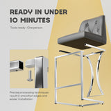 Ollega 24" Grey Counter Height Bar Stools Set of 6, Button Tufted Back