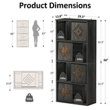nesture. Bookcase & Bookshelf Set of 2 with Movable Bookends, 4-Tier Open Storage Shelves, Beveled Gliding Doors, Large Wooden Display Cabinet for Living Room, Home Office, Bedroom, Black