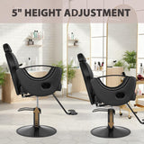 MIMWOW Salon Chair, Reclining Salon Chair for Hair Stylist, Barber Chair with Heavy Duty Hydraulic Pump, Hair Chairs Tattoo Braiding Beauty Spa Equipment, All Cool Black