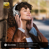 Bluetooth Over Ear Headphones, Wireless Headphones w/ 72H Playtime, Hi-Res, 3.5mm/6.35mm Wired Audio Jack-Silver OneOdio