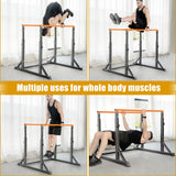 Bongkim Dip Bar, Heavy Duty Dip Station with 7 Height Levels, 800lbs Adjustable Parallel Bars for Tricep Dips Pull-Ups L-Sits Calisthenics Exercises Strength Training (Orange)