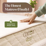 COTTON SLEEP All Natural Mattress (100% Organic Cotton, & Wool, Made in The USA) Non Toxic, Fiberglass Free Hybrid Pocket Coil and Plush Foam Bed in A Box Medium Soft - Queen, 11"