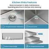 32 Inch Undermount Kitchen Sink, 16 Gauge Stainless Steel Workstation Sink with Accessories, Single Bowl, Brushed Finish (32"x19"x10")