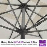 PURPLE LEAF Business Patio Umbrella 10' x 13' Semi Auto Lift, White