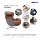 Nouhaus Classic Massage Chair with Ottoman – Caramel Leather Recliner with Percussive Shiatsu Massager, Built-in Speaker & Full Body Spot Massage – Ultimate Comfort for Home & Office