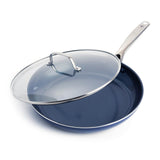 12" Frying Pan Skillet with Lid Diamond Infused Ceramic Healthy Nonstick | Blue Blue Diamond