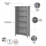 Bush Furniture Salinas 5 Shelf Bookcase in Cape Cod Gray, Tall Bookshelf, Large Book Shelf for Living Room, Home Office, or Entryway Bush Furniture