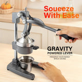Manual Cast Iron Juicer, Commercial Lemon Squeezer, Professional Citrus Juicer, Ideal for Extracting Juice From Lemons, Oranges, and Grapefruits. Easy to Clean. (Gray)
