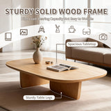 Solid Wood Coffee Tables, Farmhouse Living Room Coffee Table, Modern Center Table for Home Offices, Living Rooms, Hotels, and Cafes Natural Wood 39.3×19.6×15.7in