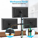 MOUNTUP Triple Monitor Stand, Height Adjustable Monitor Desk Mount Fit for 17 to 32 Inch Computer Screens, Stacked Monitors Arm for 3 Monitors, with C-Clamp and Grommet Base, up to 17.6lbs per Arm