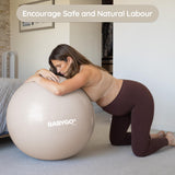 BABYGO Birthing Ball - Pregnancy Yoga Labor & Exercise Ball & Book Set Trimester Targeting, Maternity Physio, Birth & Recovery Plan Included Anti Burst Eco Friendly (Oatmeal, 65cm - Manual)