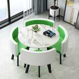 4 Person Square Dining Table and Chairs Set, Negotiation Small Conference Office Reception Club Table, Suitable for Kitchen, Green & White