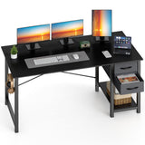 Sweetcrispy 47 Inch Computer Desk with Drawers for Home Office, Writing Desk with X-Shaped Reinforcement