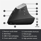 Logitech Ergo K860 Wireless Ergonomic Keyboard with Wrist Rest and MX Vertical Wireless Mouse