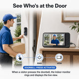 TKMARS Doorbell Camera Wireless No Subscription with 4.5" Monitor Screen