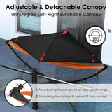 Beuiosda Black Portable Camping Hammock, 650lbs Hammock with Stand for Outside, Hammocks for Outside, Adjustable Sunshade, Storage Bag, Hammock Chair for Gardens Camping Gifts for Men