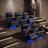 Weilianda Home Theater Seating, Top Grain Leather Movie Theater Recliner