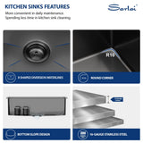 Sarlai 32 Undermount Sink Black Stainless - 32" x19" Kitchen Sink Ledge Workstation Gunmetal Black 16 Gauge Stainless Steel Deep Single Bowl Under Counter Rectangular Sinks Basin