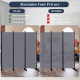 Room Divider Folding Privacy Screens with Lockable Wheels, 176'' Fabric Partition Room Dividers Freestanding Room Divider