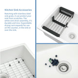 MONSINTA White Kitchen Sink, White Granite Composite Kitchen Sinks with Accessories, 30 Inch Undermount Quartz Stone Kitchen Sink, 30" x 19" x 9" Large and Deep Single Bowl Kitchen Sinks