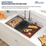 Sarlai Drop In Kitchen Sink - 33x22 Drop In Kitchen Sink Ledge Workstation 16 Gauge Stainless Steel Topmount Deep Single Bowl Over Counter Sinks Basin Round Corners